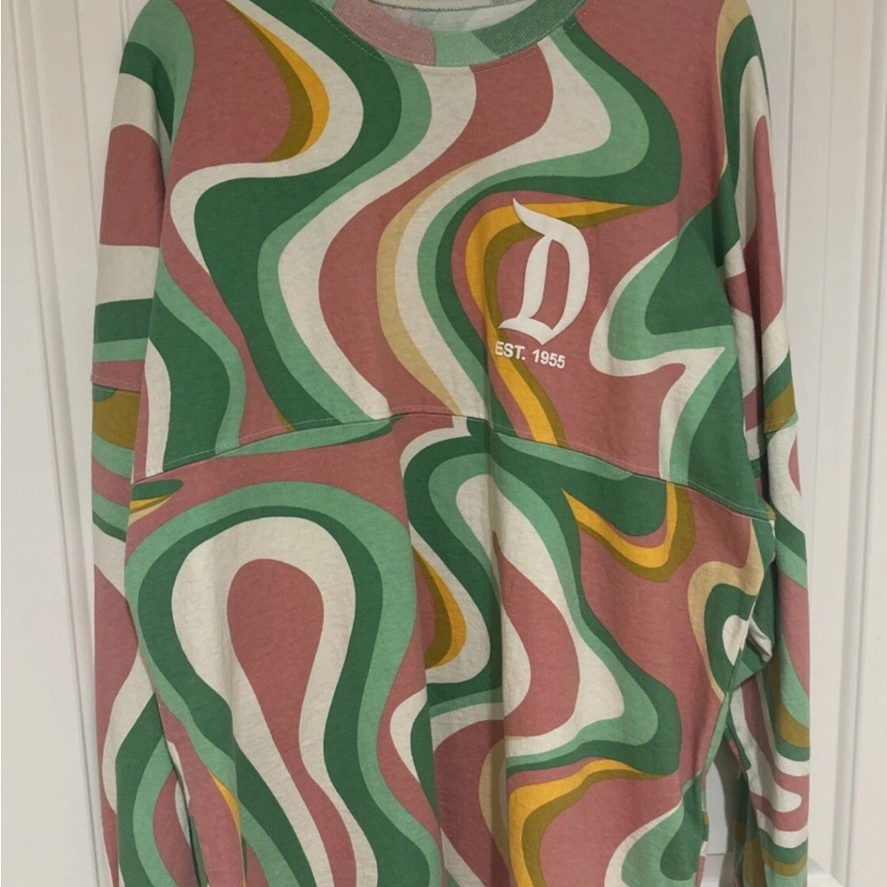 Disneyland Spirit Jersey Swirl Pink Green Disco Adult sz Medium